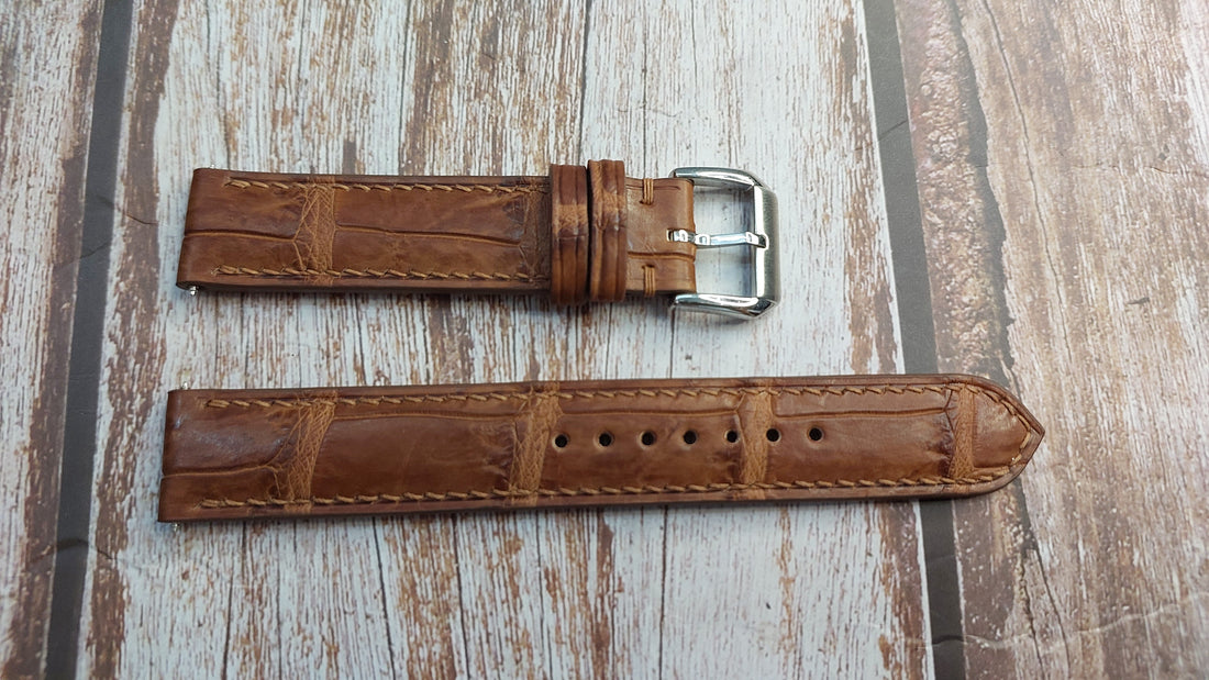Deep Oak Full Grain Crocodile Leather Strap