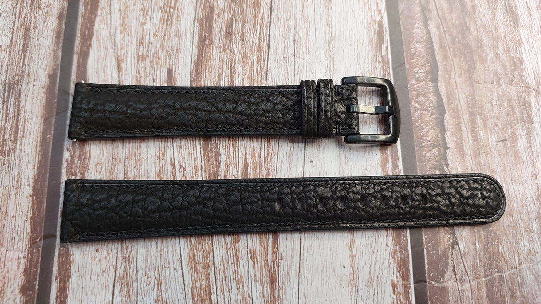 Black Full Grain Shark Skin Leather Strap For Galaxy Watch 5 Pro