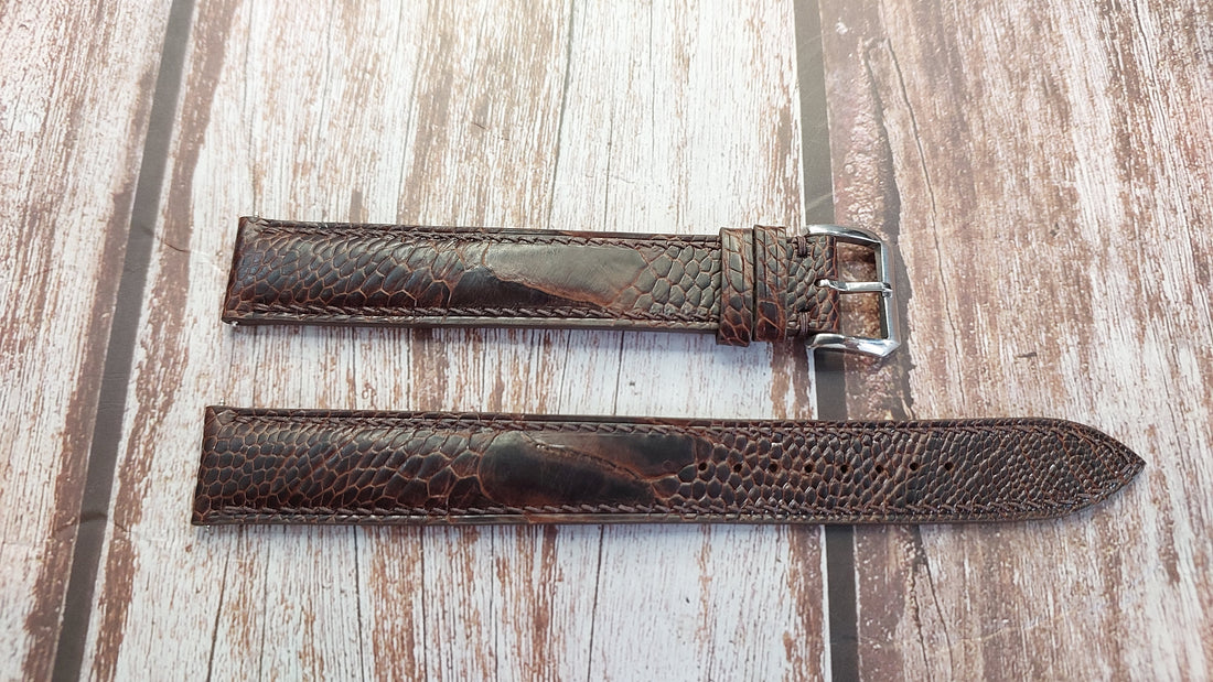 Dark Brown Full Grain Ostrich Leg Leather Strap For Tissot 1853 Automatic Watch