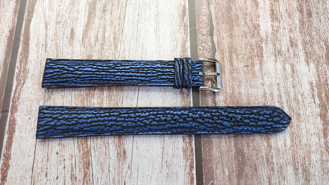 Blue Full Grain Shark Skin Leather Strap