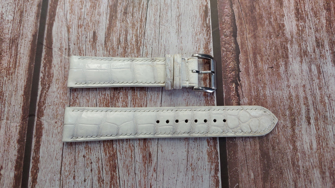 Sand White Full Grain Crocodile Leather Strap