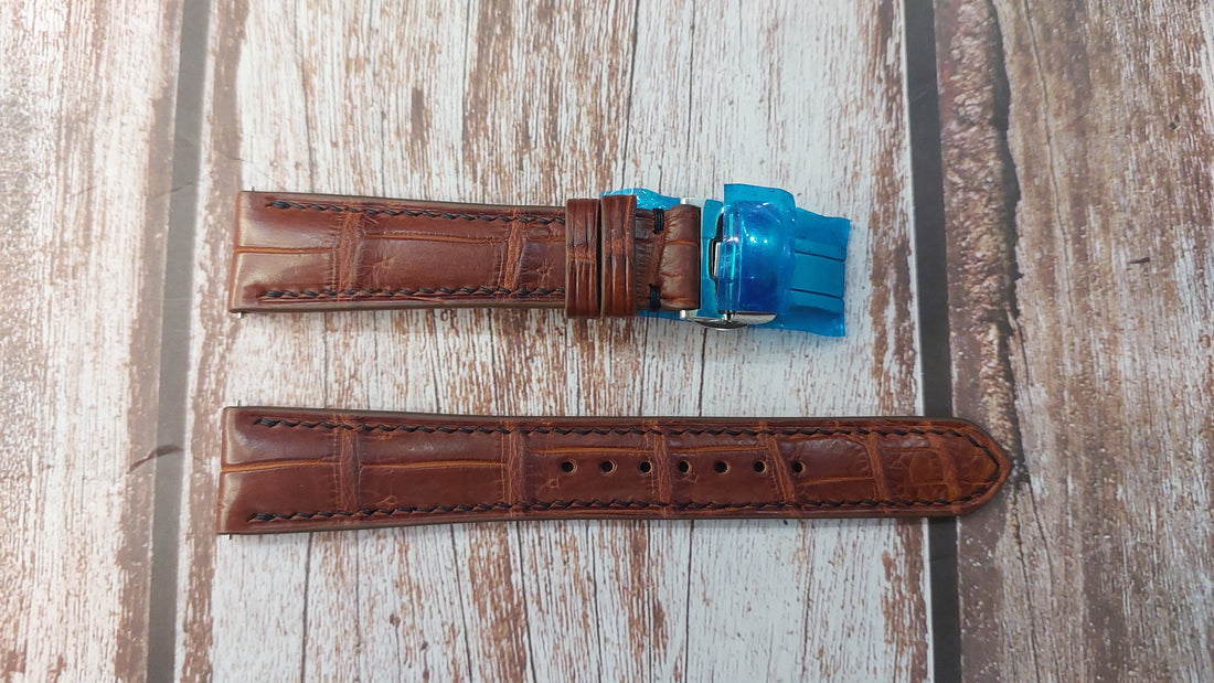 Deep Oak Full Grain Crocodile Leather Strap For Omega Seamaster Aqua Terra 38 mm Watch
