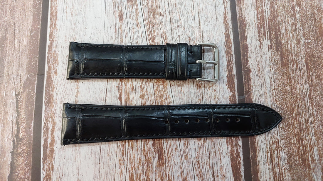 Black Full Grain Crocodile Leather Strap For Zenith Grande Port Royal Reserve de Marche Watch