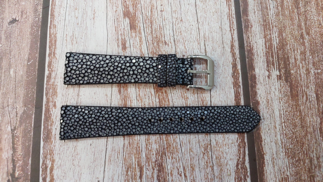 Black Full Grain Stingray Leather Strap For Omega FOIS Watch
