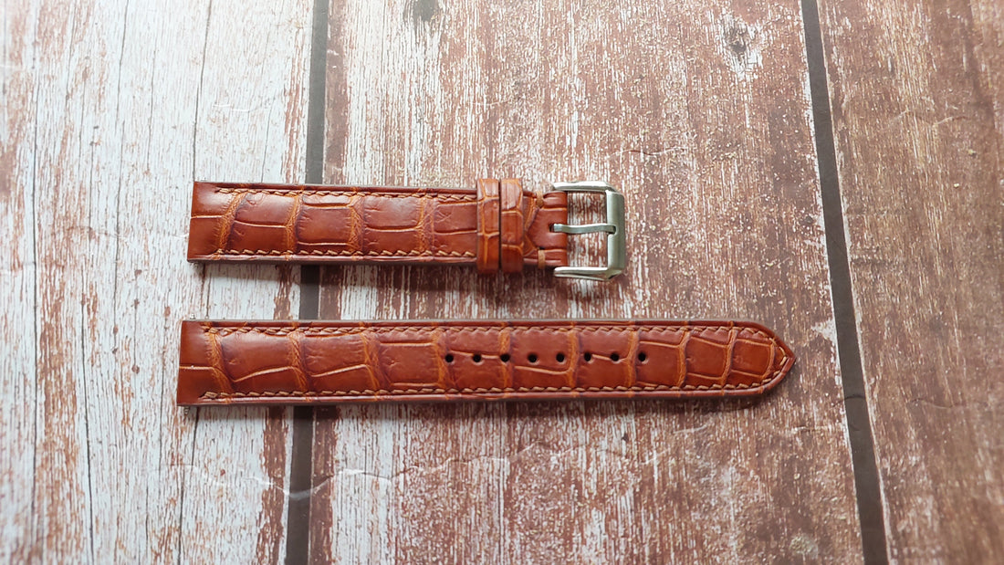 Deep Oak Full Grain Crocodile Leather Strap For Timex Watch