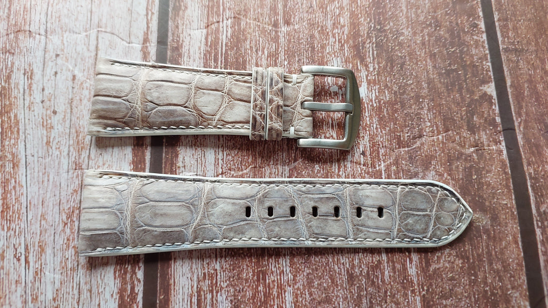 Sand White Full Grain Crocodile Leather Strap For Diesel DZ 2130 Watch