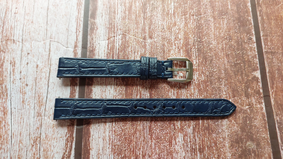 Dark Blue Full Grain Crocodile Leather Strap For Dior viii Watch