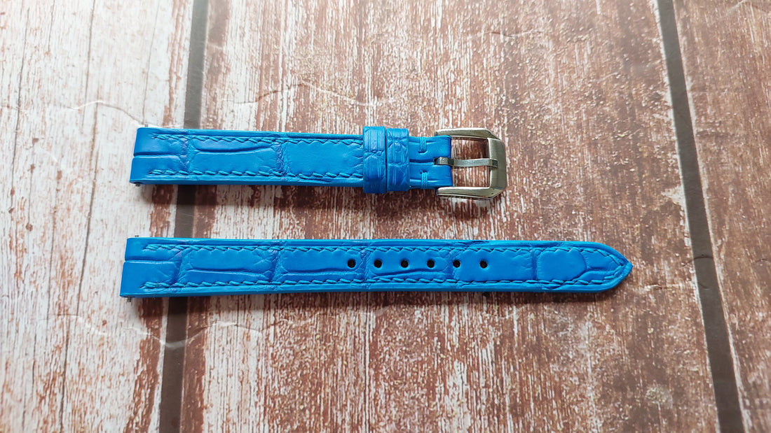 Blue Full Grain Crocodile Leather Strap