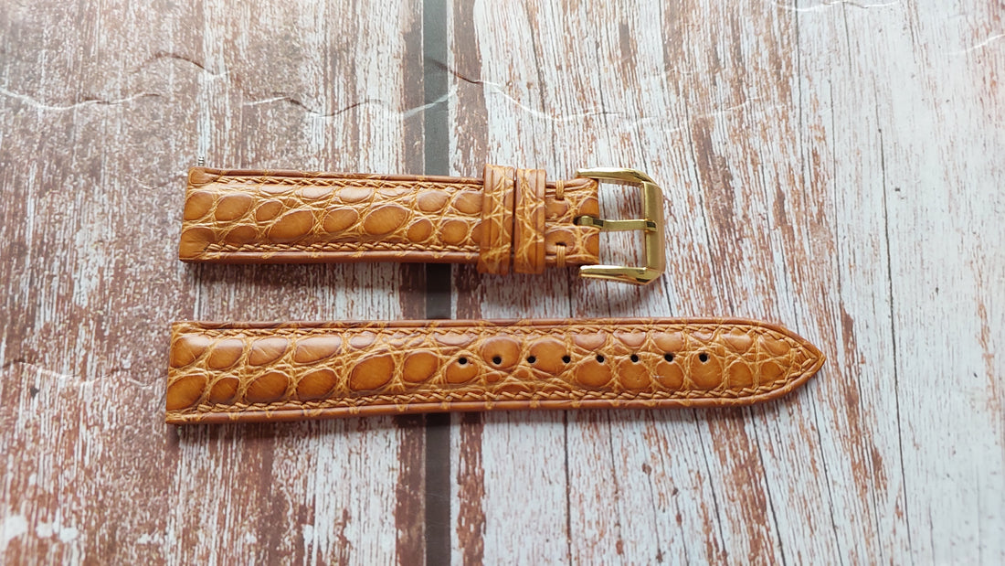 Light Brown Full Grain Crocodile Leather Strap For 1956 Longine 14k Automatic Watch