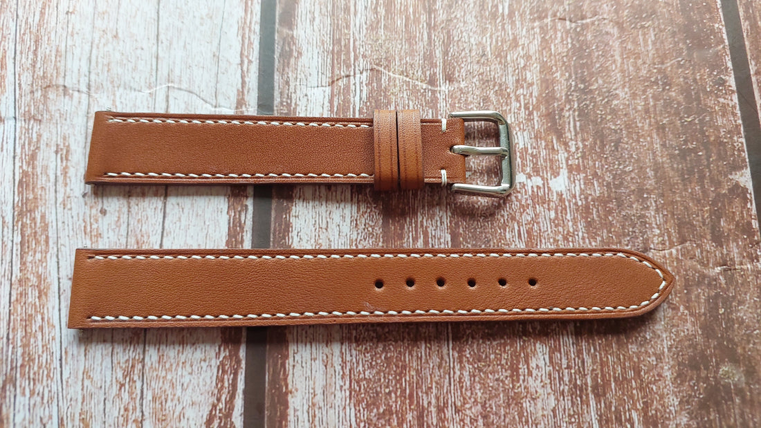 Brown Barenia Leather Strap For 1957 Rolex Oyster Royal 6444 Watch