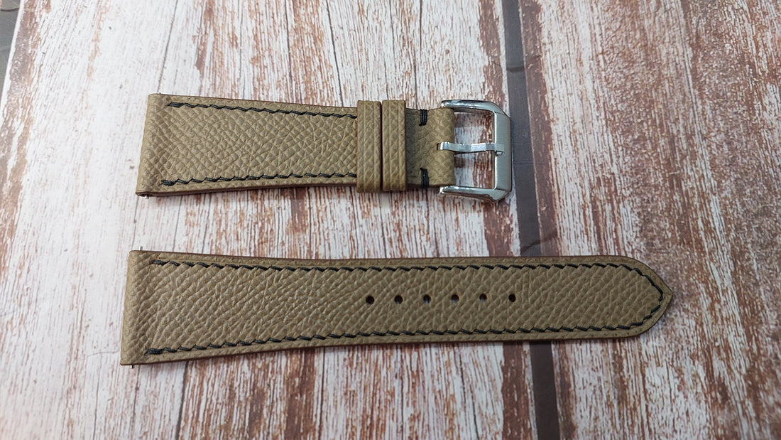 Brown Epsom Leather Strap For Movado museum dial automatic cushion case (11mm) Watch