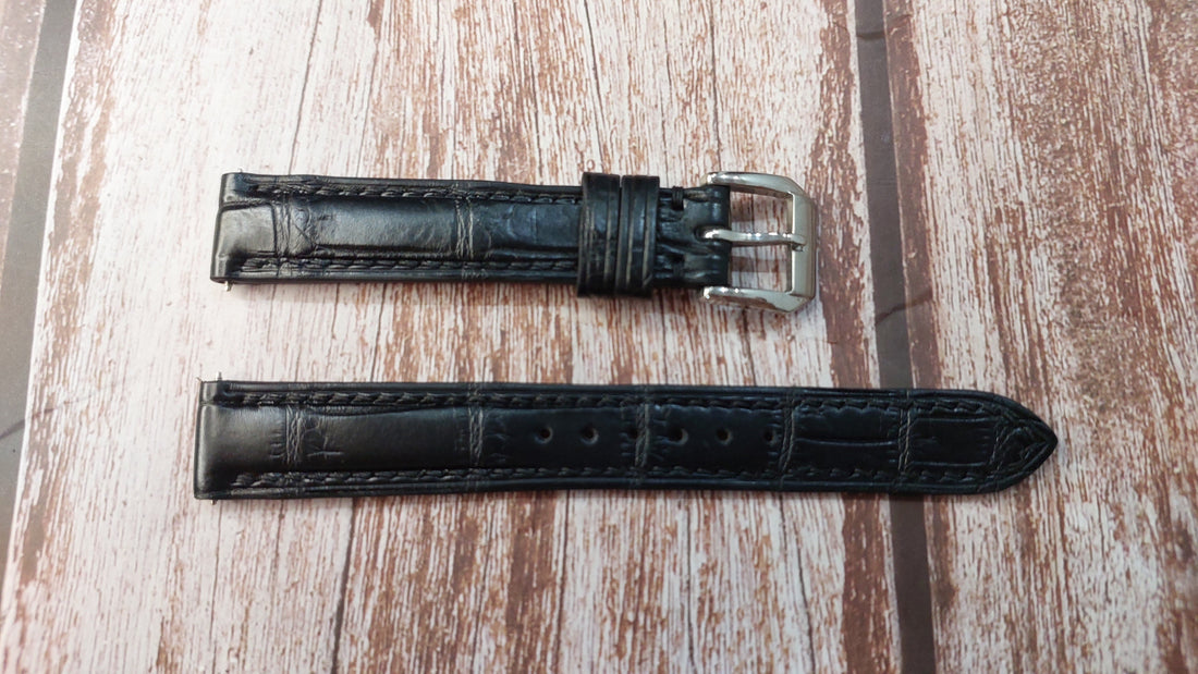 Black Full Grain Crocodile Leather Strap For Baume and Mercier Hampton ladies Watch