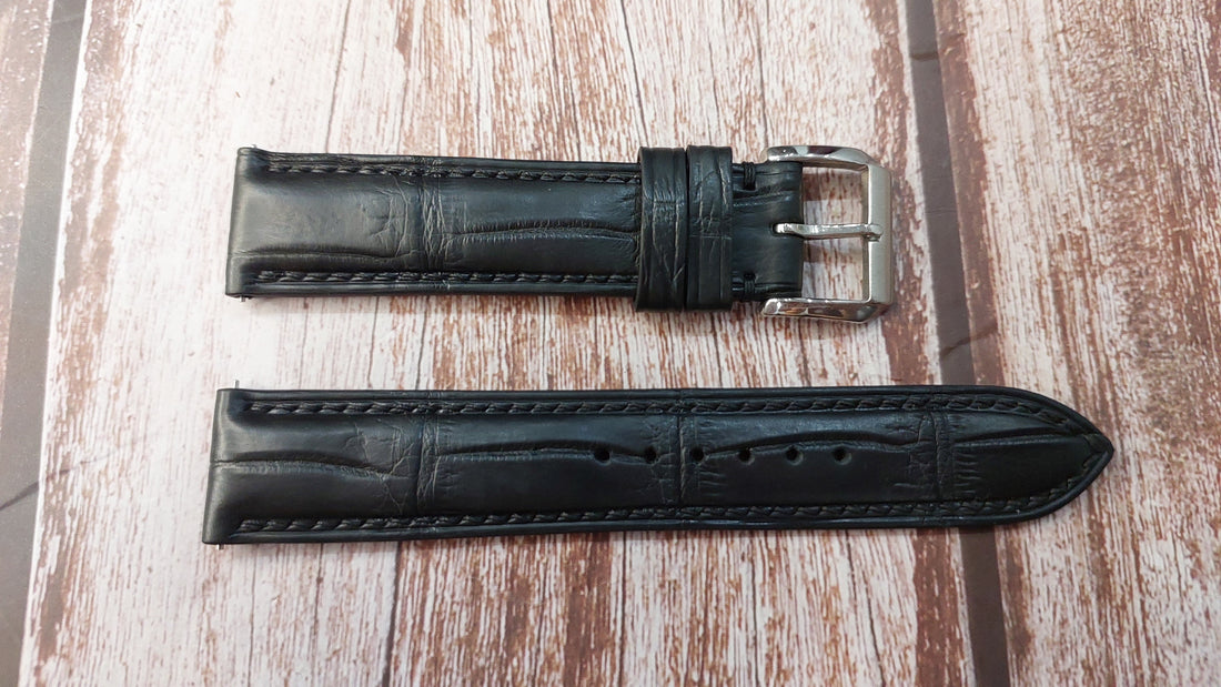 Black Full Grain Crocodile Leather Strap