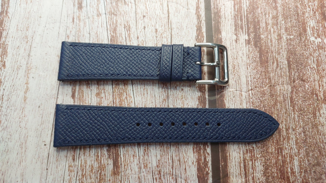 Navy Epsom Leather Strap For Zenith Tri Colour Watch