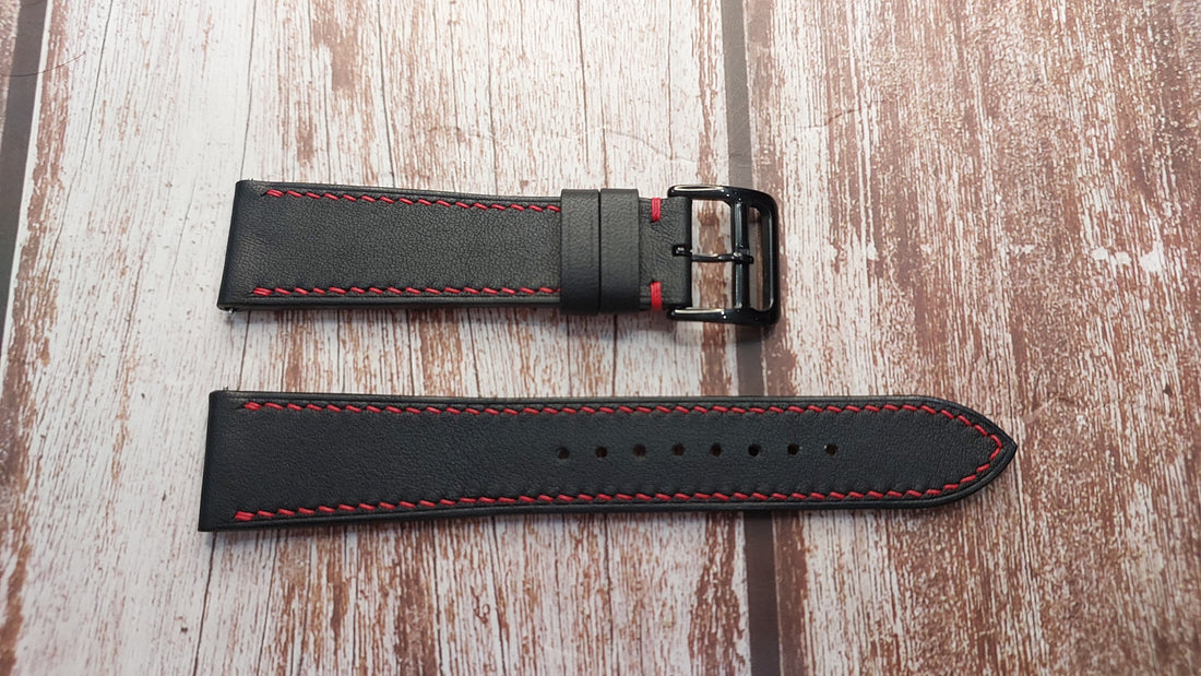 Black Swift Leather Strap For Zenith El Primero Tri Colour Watch