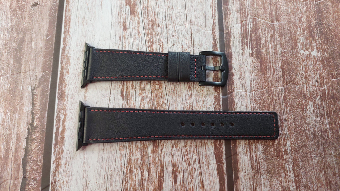 Black Swift Leather Strap For Apple Watch Ultra (49mm)