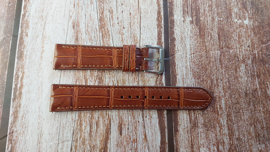 Deep Oak Full Grain Crocodile Leather Strap