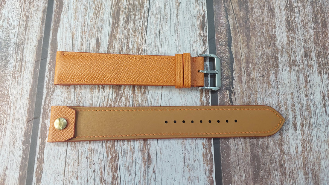 Orange Epsom Leather Custom Open Ended Strap For Zenith Big Pilot Watch
