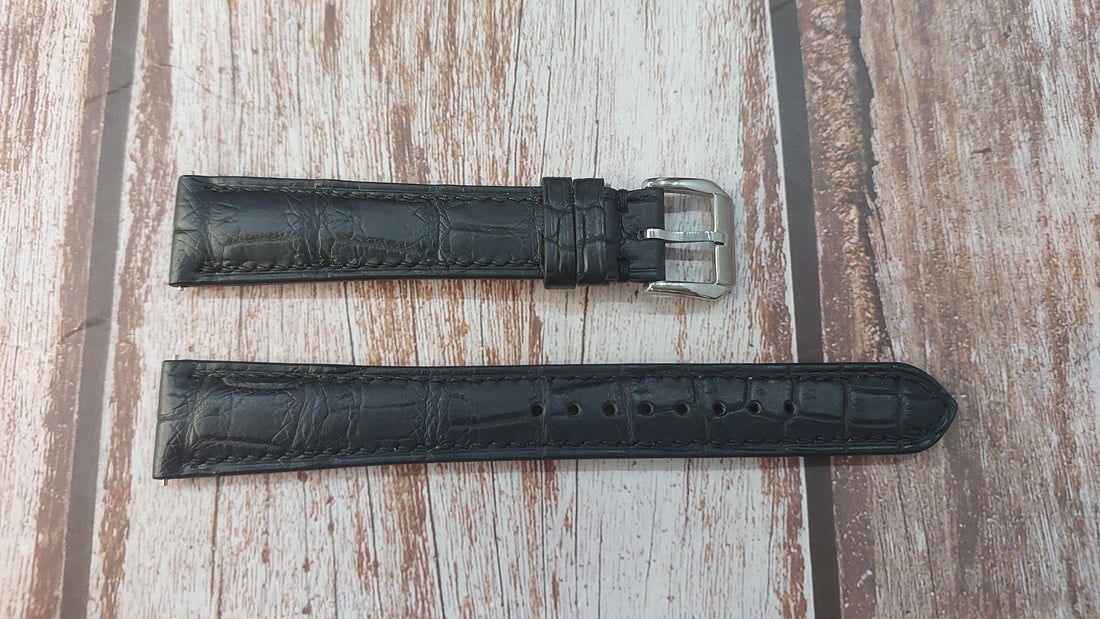 Black Full Grain Crocodile Leather Strap