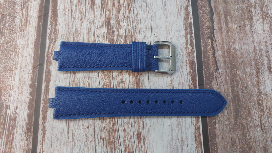 Blue Alran Leather Custom Notched Strap For Vacheron Constantin Watch