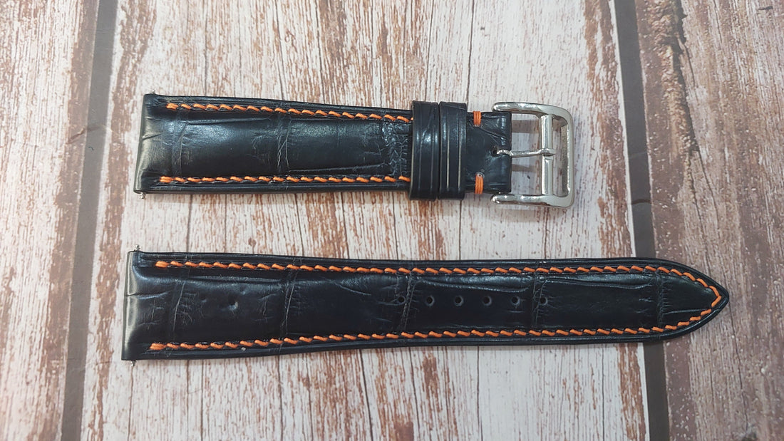 Black Full Grain Crocodile Leather Strap