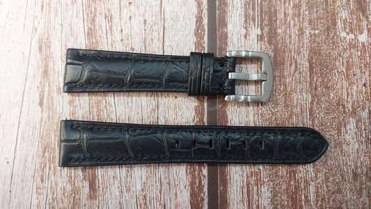 Black Full Grain Crocodile Leather Strap For Omega Seamaster Aqua Terra 38 mm Watch