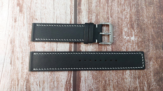 Black Swift Leather Strap For Hamilton H77715553 Watch