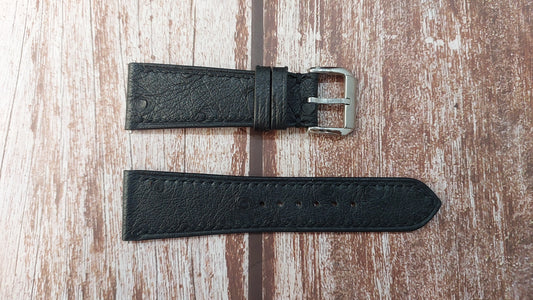 Black Full Grain Ostrich Leather Strap For Panerai Radiomir 574 Watch
