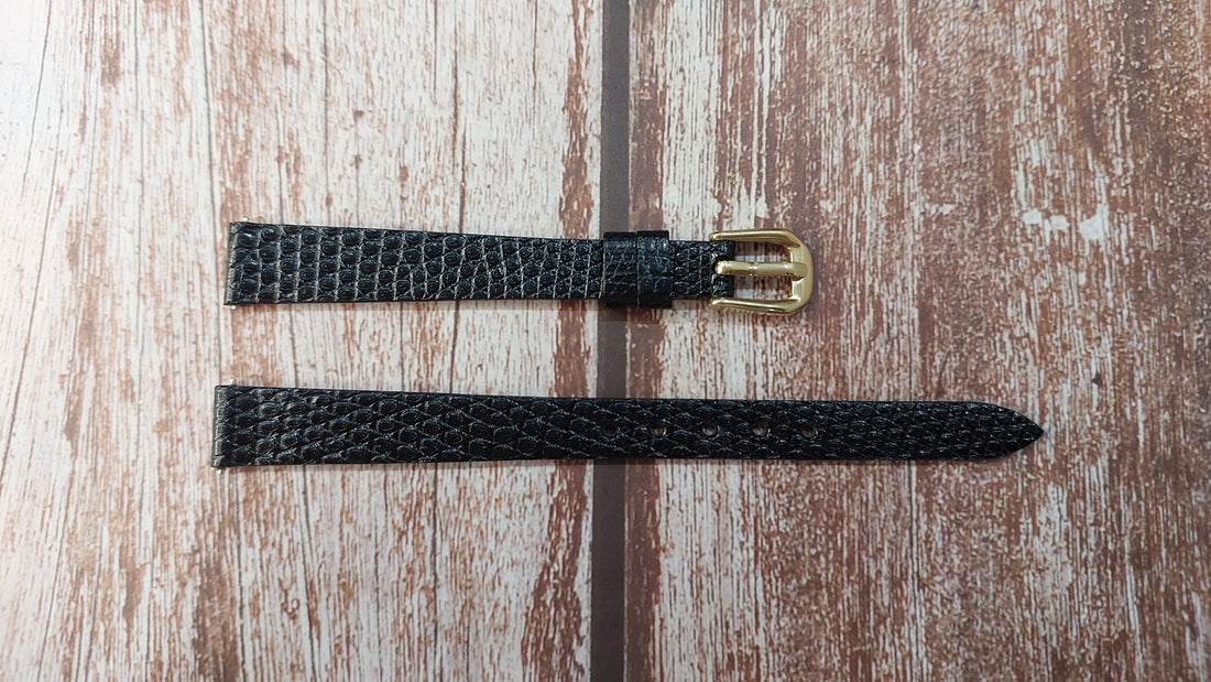 Black Full Grain Lizard Leather Strap