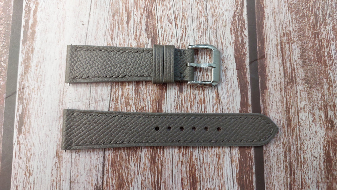 Gray Epsom Leather Strap For Cartier Tank Must Large Watch