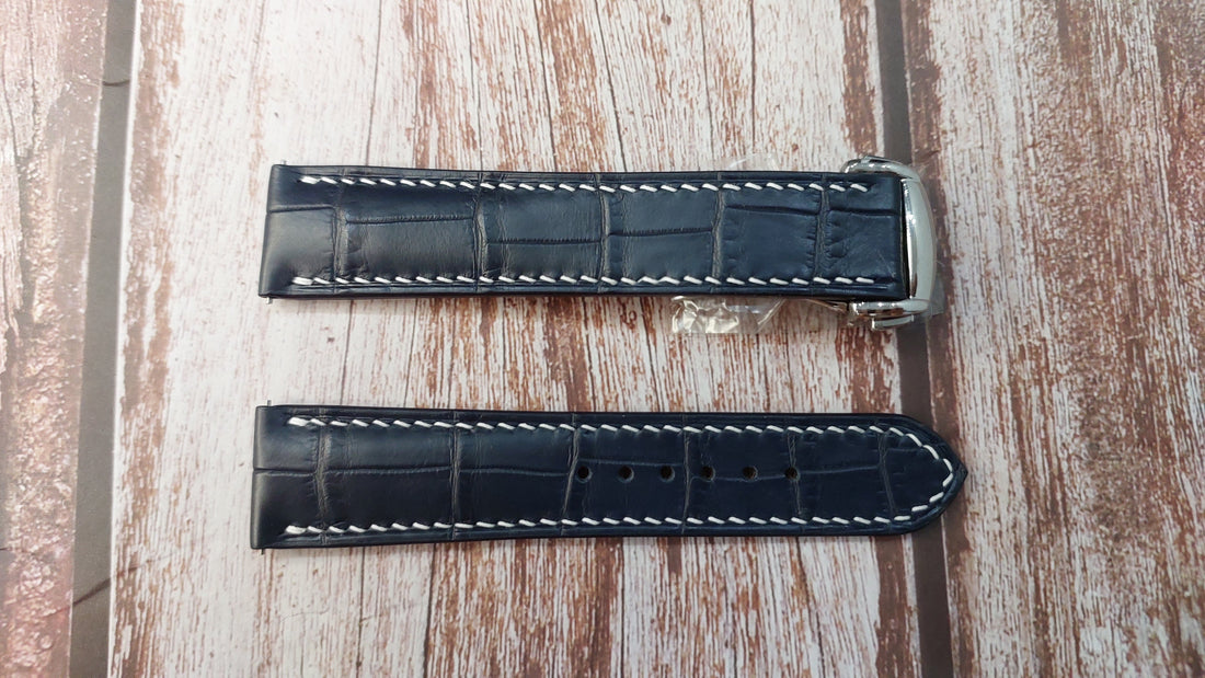Dark Blue Full Grain Crocodile Leather Strap