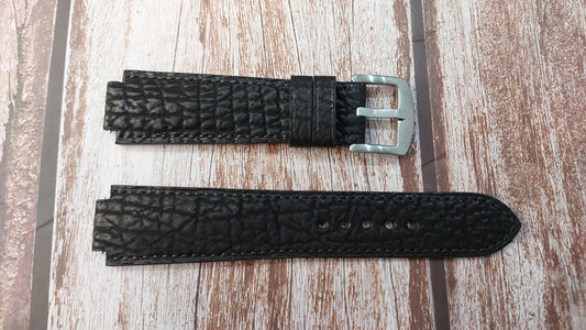 Black Sharkskin Leather Custom Notched Strap
