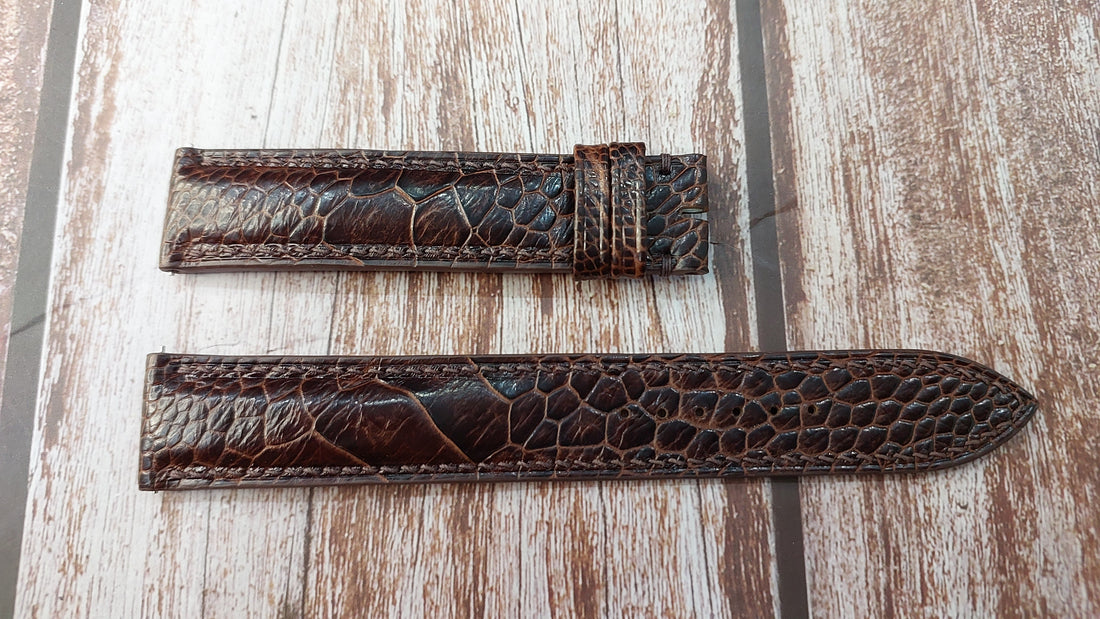 Dark Brown Full Grain Ostrich Leg Leather Strap