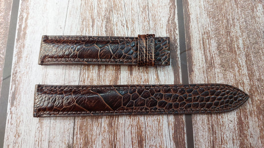 Dark Brown Full Grain Ostrich Leg Leather Strap