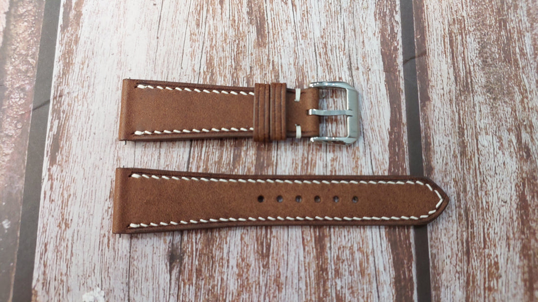 Whisky Maya Leather Strap For Omega Tresor Small Seconds Watch