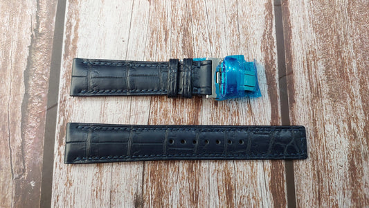 Dark Blue Full Grain Crocodile Leather Strap