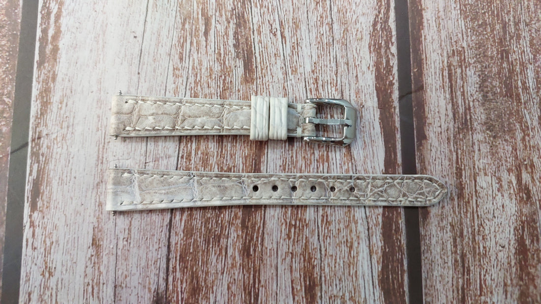 Sand White Full Grain Crocodile Leather Strap For 28MM Rolex Datejust Watch