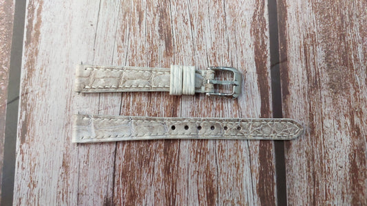 Sand White Full Grain Crocodile Leather Strap For 28MM Rolex Datejust Watch