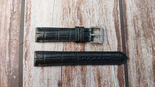 Black Full Grain Crocodile Leather Strap