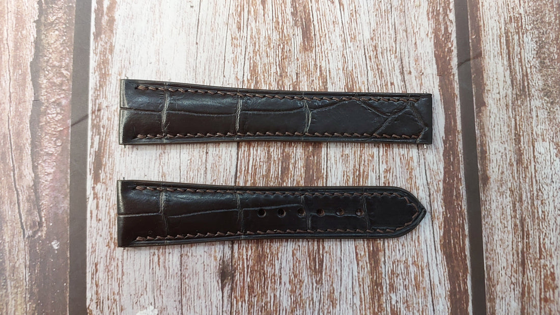 Brown Full Grain Crocodile Leather Strap For Blancpain Leman 38 mm Watch