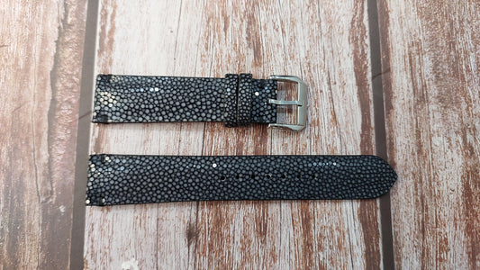Black Full Grain Stingray Leather Strap For Samsung Galaxy Watch Smr815f