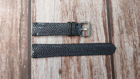 Black Full Grain Stingray Leather Strap For Vapaus votcut watch