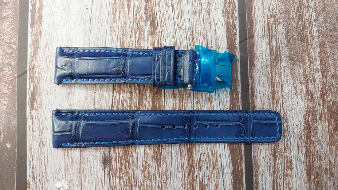 Dark Blue Full Grain Crocodile Leather Strap