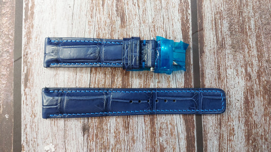 Dark Blue Full Grain Crocodile Leather Strap