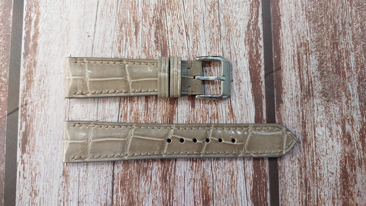 Gray Full Grain Crocodile Leather Strap For SBGM 221 Watch