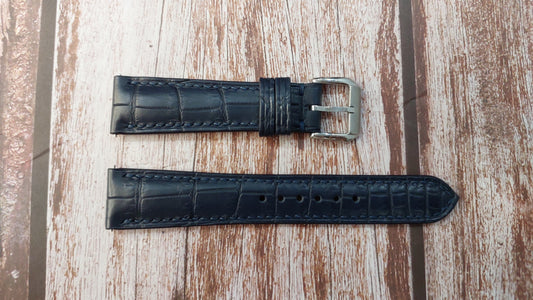 Dark Blue Full Grain Crocodile Leather Strap For SBGM 221 Watch