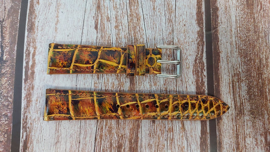 Mixing Dye Full Grain Crocodile Leather Strap For SBGM 221 Watch