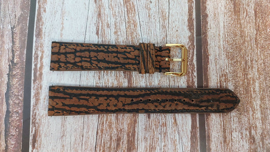 Brown Full Grain Shark Skin Leather Strap For Breitling Aerospace Watch