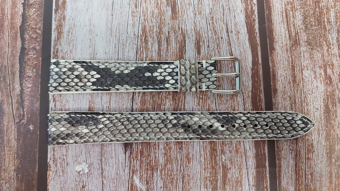 White Full Grain Snakeskin Leather Strap