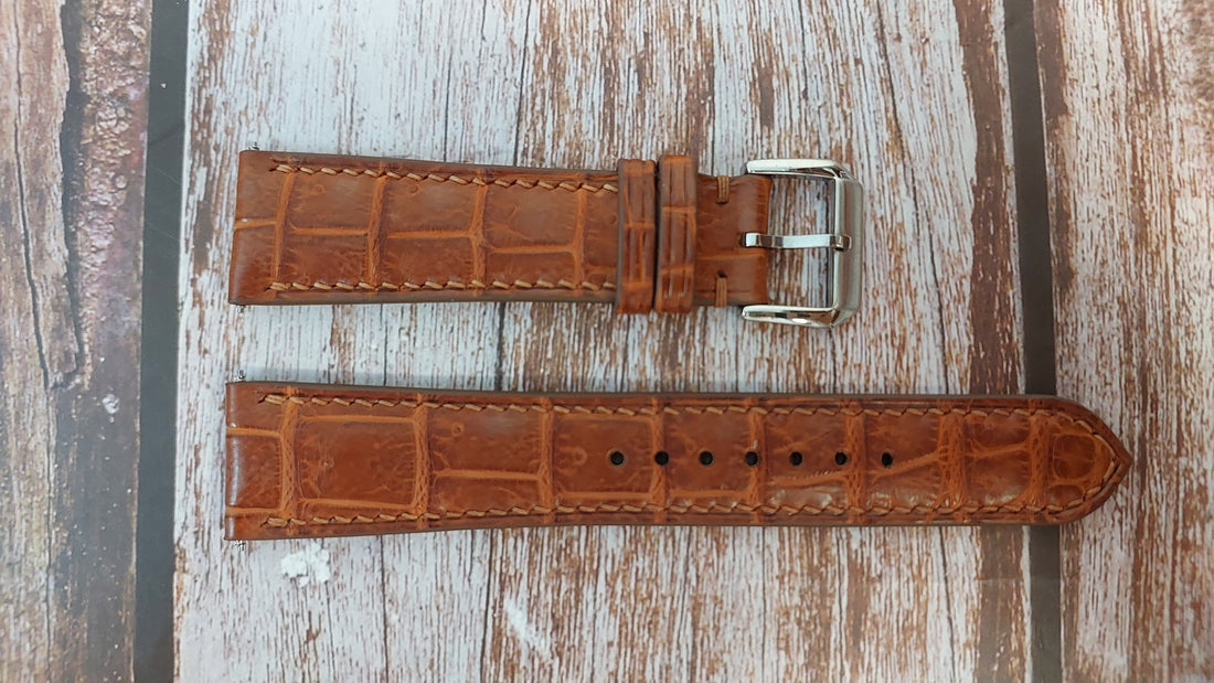 Deep Oak Full Grain Crocodile Leather Strap
